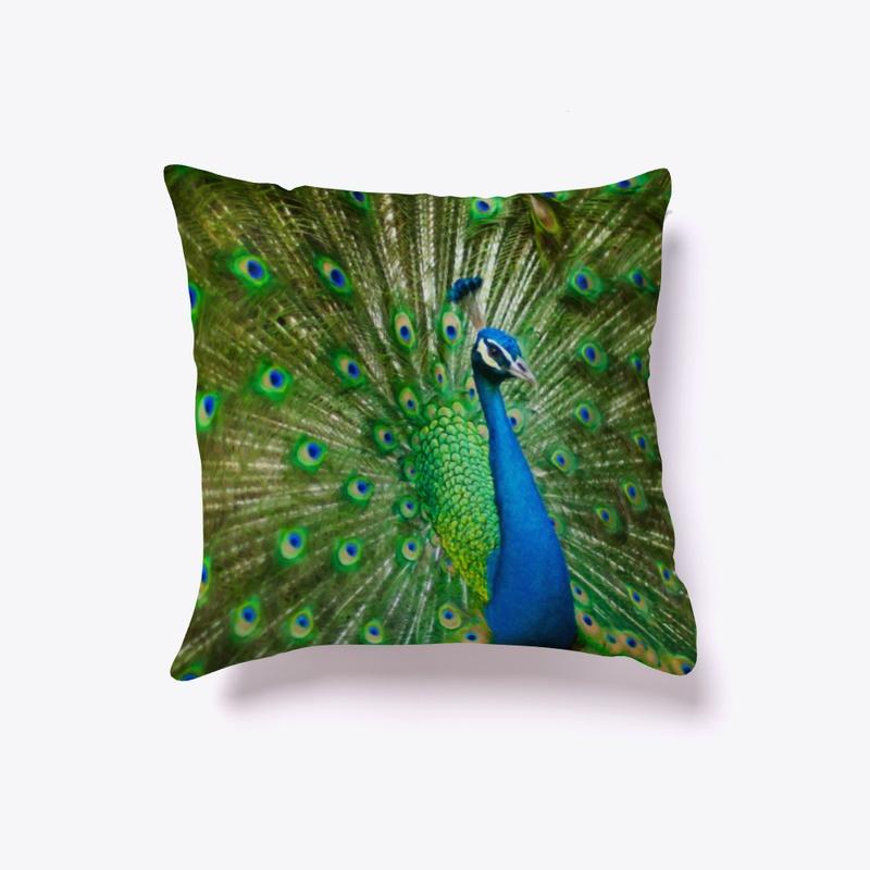 Elegant Painted Peacock Accent Pillow