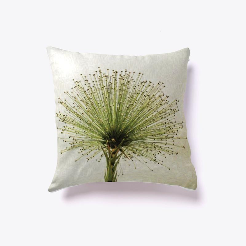 Spikey Green Flower Accent Pillow